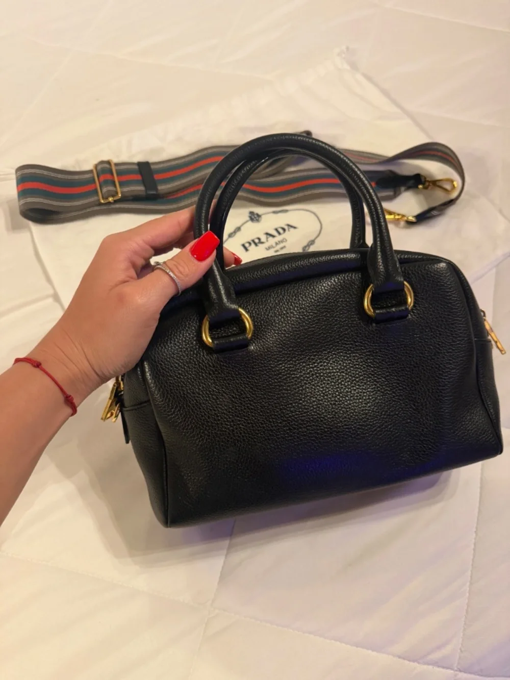 Prada Mini Vitello Phenix Bauletto Satchel Black